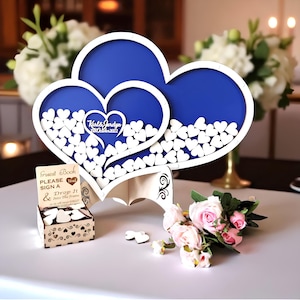 Wedding Guest Book Alternative Heart Shape, Wooden Drop Box with Hearts, Personalized Sign Rustic Guestbook for Reception and Ceremony Decor