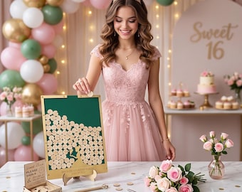 Fairytale Emerald Green Princess Frog Guestbook Drop Box Quinceanera Birthday Sweet 16 Baby Shower