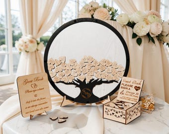 Rustic Woodland Family Tree Guest Book Drop Box Personalized Wedding Welcome Reception Sign Decor