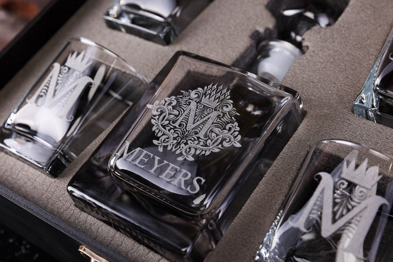 Whiskey Decanter Set Personalized Glass Decanter Bourbon Etsy