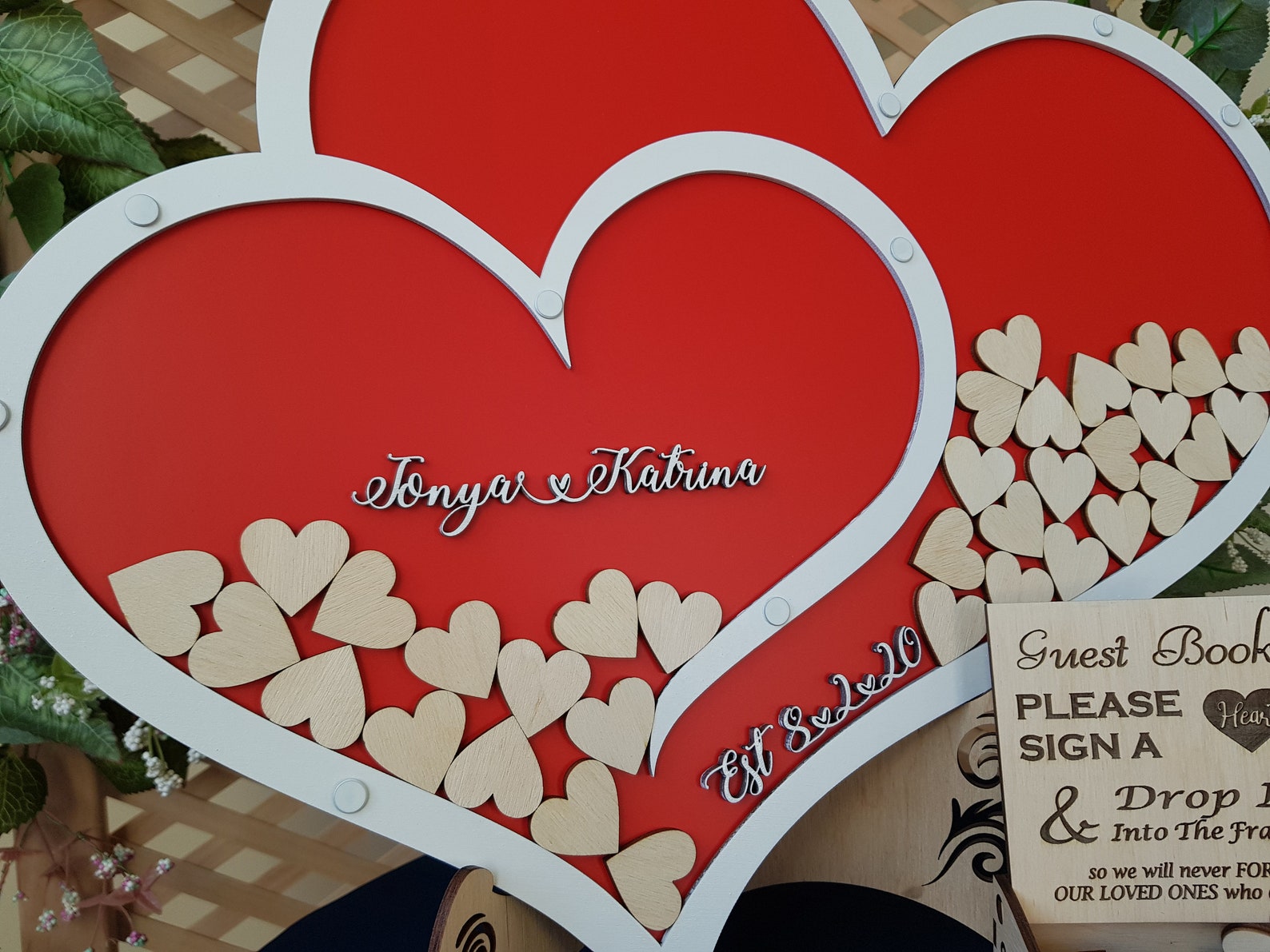 Red Heart Wedding Guest Book Heart Drop Box Red Wedding Etsy