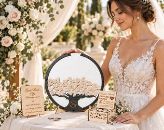 Personalized Rustic Woodland Family Tree Wedding Guest Book Drop Box Welcome Reception Decor Sign