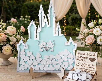 Princess Castle Fairytale Wedding Guest Book Drop Box Personalized Alternative Keepsake Ceremony Centerpiece Sign