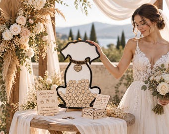 Rustic Dog Shaped Wedding GuestBook Frame Custom Pet Lover Alternative Drop Box Reception Decor