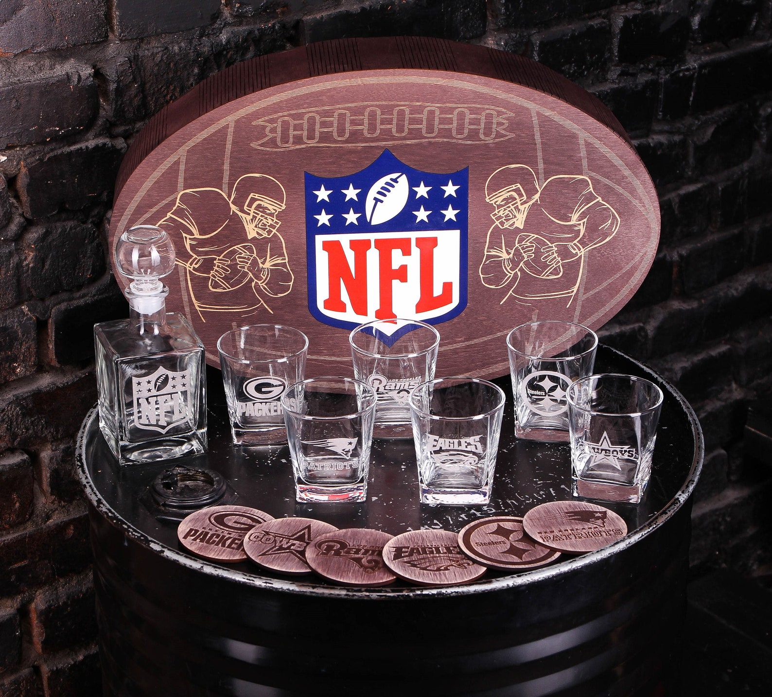 NFL Fan Gift Set Personalized Whiskey Set Decanter Set Whiskey Etsy