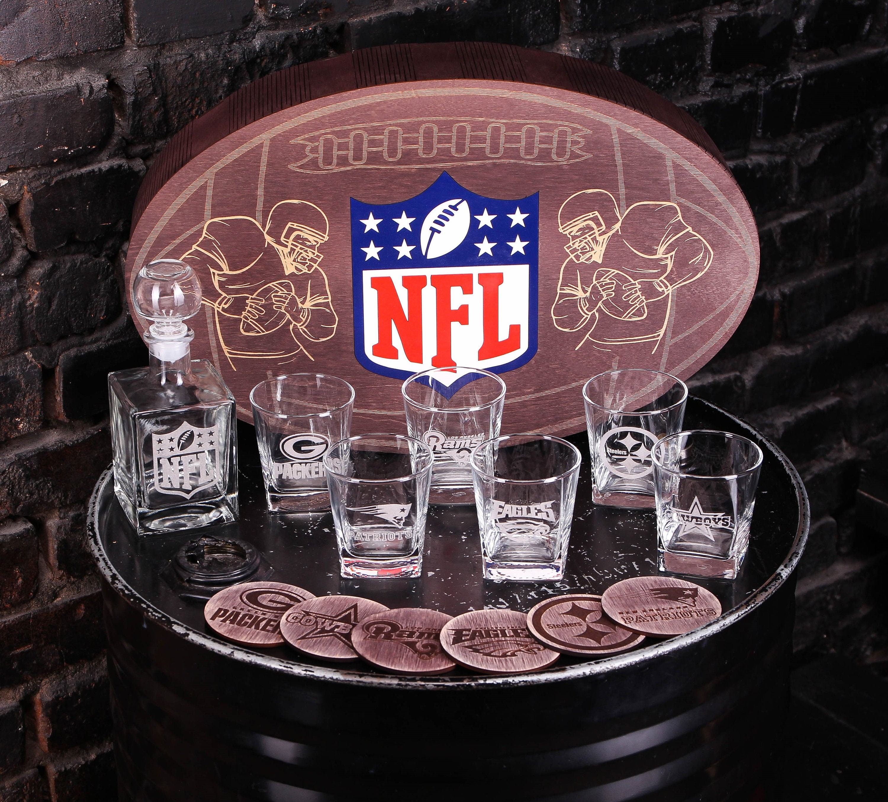 National Football League Glasses Set Whiskey Glasses Set NFL Etsy