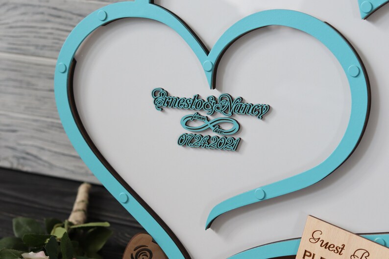 Wedding Guest Book Double Heart Drop Box Custom Guest Book Etsy