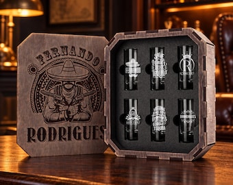 Tequila Shot Glass Set Engraved Wooden Gift Box Custom Barware Him Groomsmen Mezcal Lovers