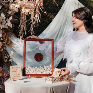 Rektangulär akryl transparent bröllopsgästbok alternativ hjärtformad droppask rustik ramdekor