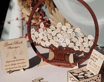 Woodland Family Tree Wedding Guest Book Rustic Acrylic Drop Box
