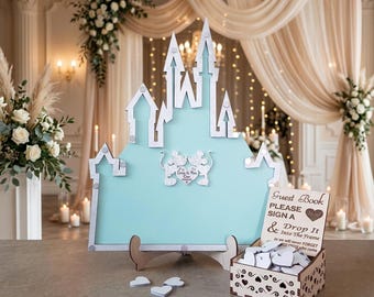 Fairytale Princess Castle Wedding Guest Book Drop Box Personalized Alternative Keepsake Ceremony Centerpiece
