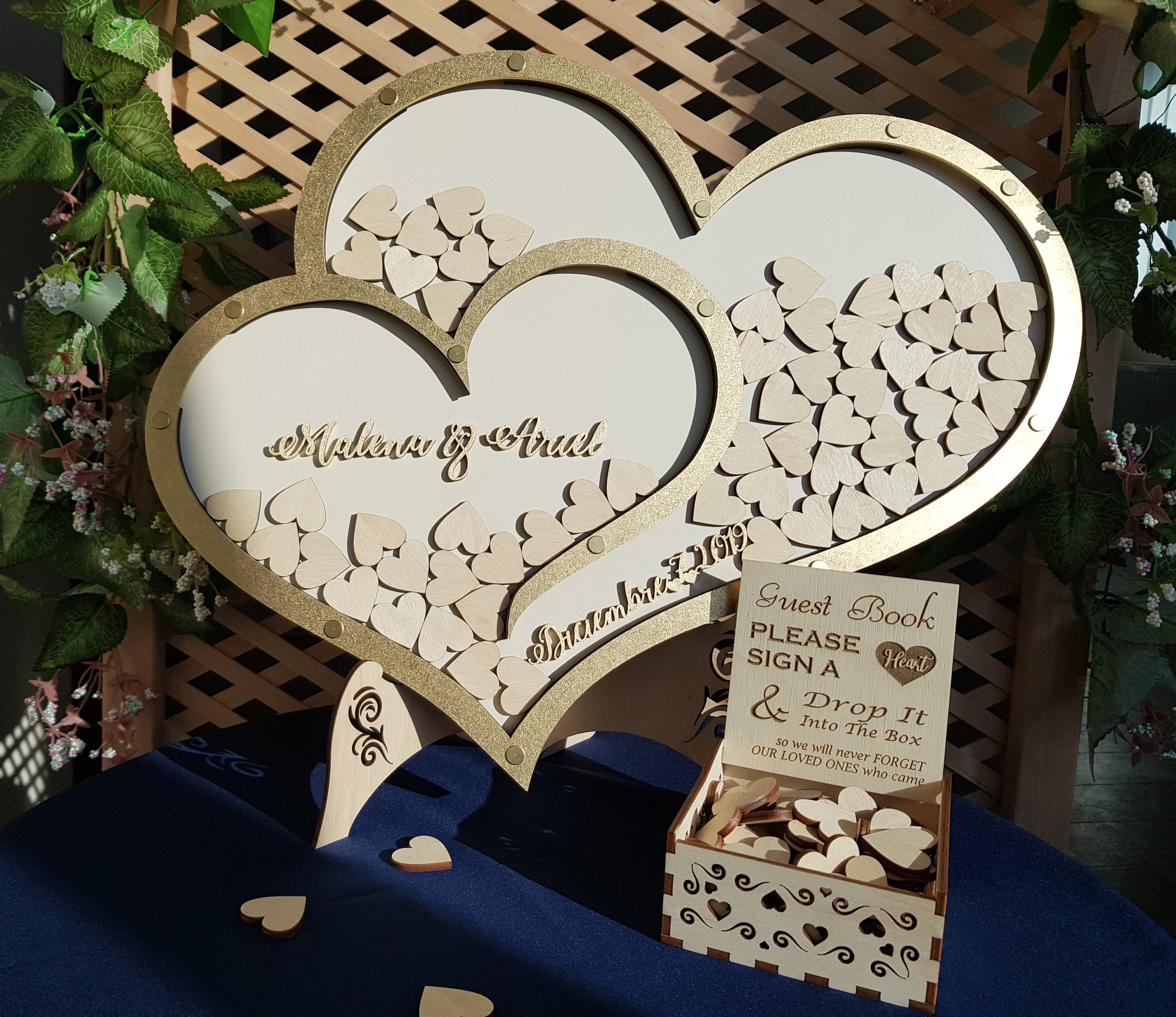Wedding Guest Book Alternative Double Heart Guestbook Two Hearts Wedding Guest Book Rustic Guest Book Alternate Guest Book Hearts Drop Box,
