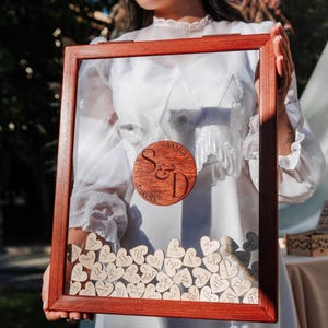 Libro degli ospiti per matrimoni rettangolare trasparente in acrilico, alternativa alla scatola a forma di cuore, cornice rustica, decorazione per centrotavola