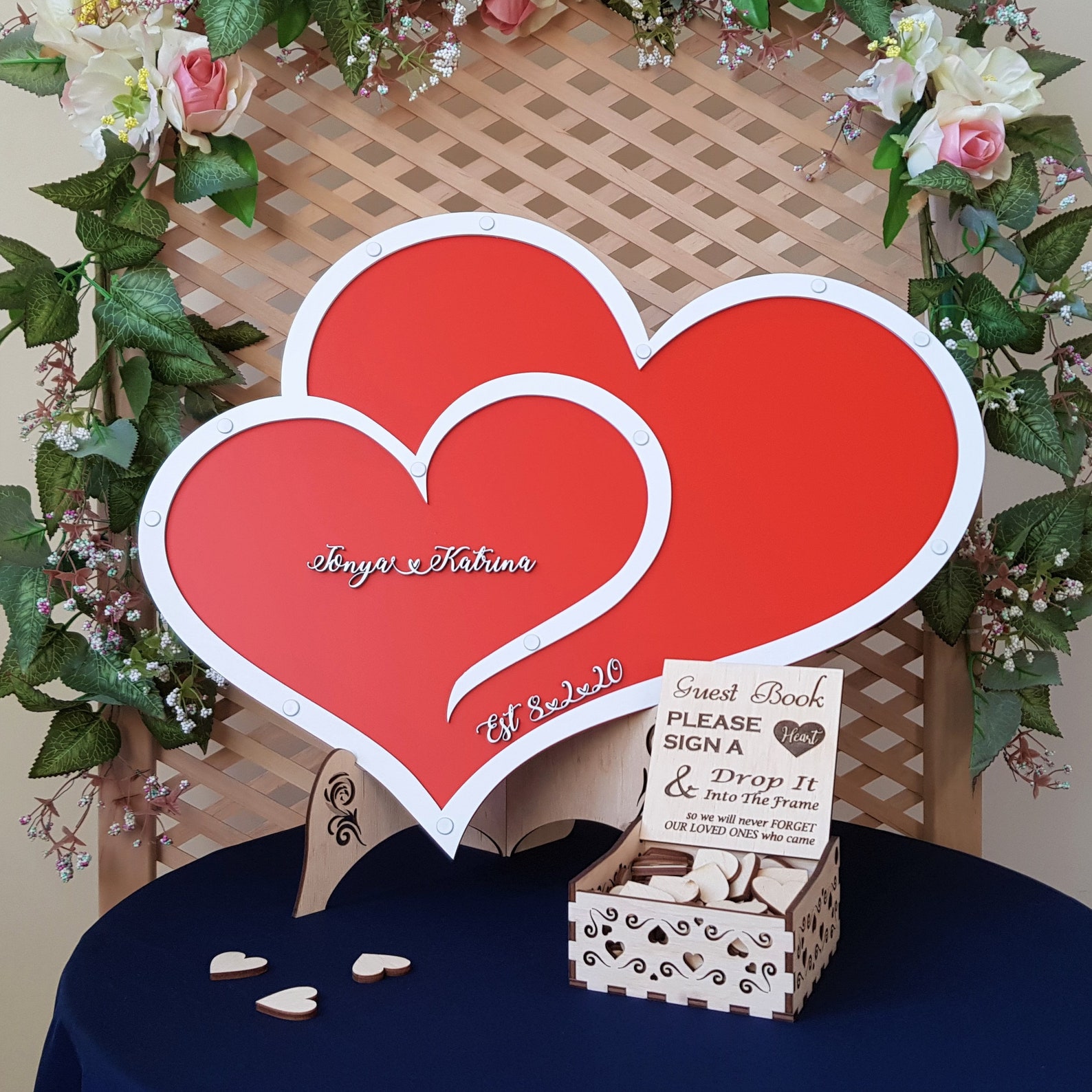 Red Heart Wedding Guest Book Heart Drop Box Red Wedding Etsy