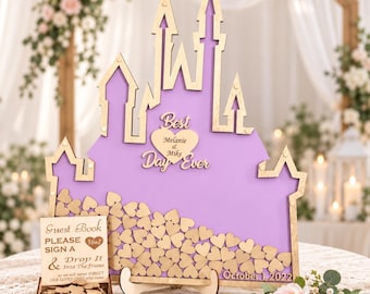Fairytale Pink Acrylic Princess Castle Guest Book Drop Box Personalized Wedding Centerpiece Keepsake Sign