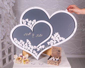 Custom Double Heart Drop Box Guest Book Alternative, Wedding Guestbook with Two Hearts, Unity Ceremony Keepsake, Nikkah Celebration