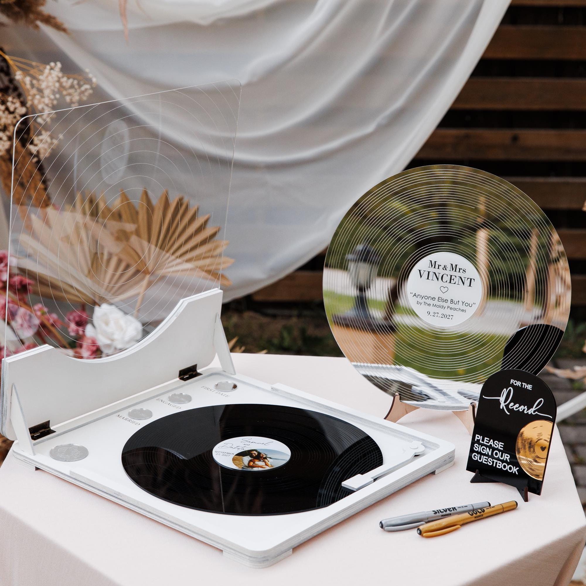 White Vinyl Record Guest Book