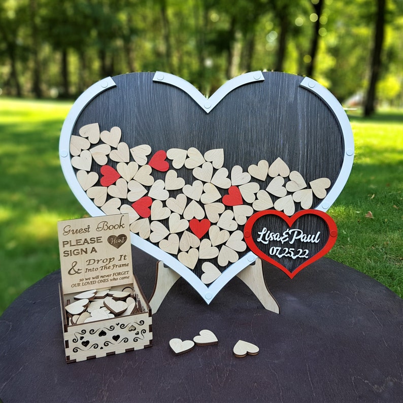 Wedding Guest Book Heart Drop Box Baby Shower Guestbook Etsy