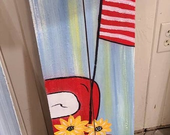 Truck with flag porch leaner porch decor farmhouse