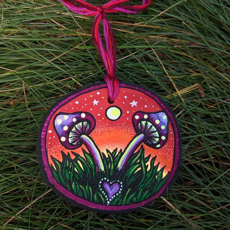 Mushroom wooden ornaments