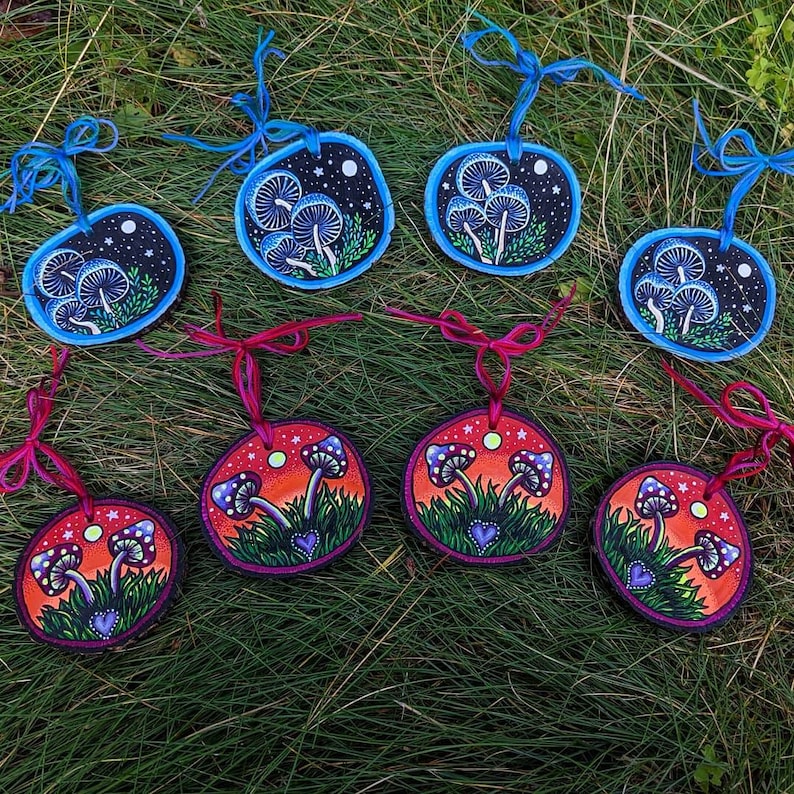 Mushroom wooden ornaments