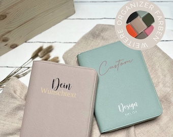 DELOA® Personalized Travel Organizer and Child Health Record Booklet 3-in-1 Organizer | Family Organizer | Passport and Document Case in Saffiano Faux Leather