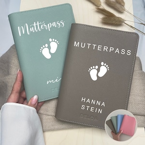 DELOA ® moederpaspoorthoes, moeder-kind paspoort met vakje voor vaccinatiebewijs in Saffiano kunstleer