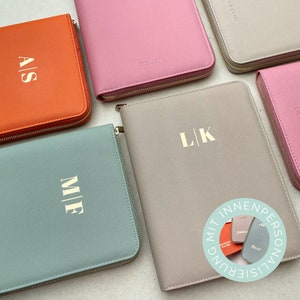 DELOA ® Gepersonaliseerde 3-in-1 organizer, U-book en reisdocumenten, zwangerschapspashoes - documententas in Saffiano imitatieleer
