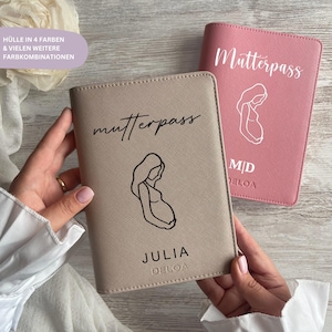DELOA ® moederpaspoorthoes, moeder-kind paspoort met vakje voor vaccinatiebewijs in Saffiano kunstleer