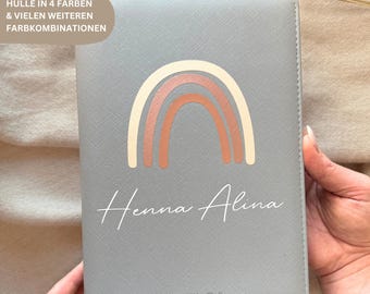 DELOA ® U-book cover, U-book cover with compartment for vaccination certificate in Saffiano artificial leather (rainbow)