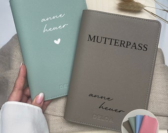 DELOA ® Mutterpasshülle, Mutter-Kind-Pass mit Fach für Impfpass in Saffiano Kunstleder