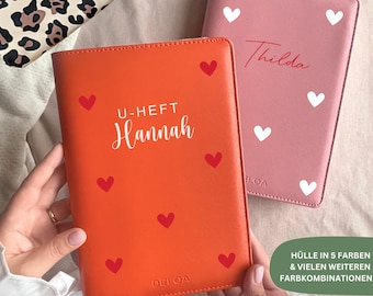 DELOA® U booklet cover, U-booklet cover with compartment for vaccination record in Saffiano synthetic leather