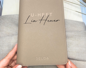 DELOA® Child Health Record Booklet Cover, Child Health Record Booklet Cover with Pocket for Vaccination Record in Saffiano Faux Leather