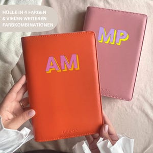 Funda U-book DELOA ®, funda U-book con compartimento para certificado de vacunación en piel sintética Saffiano