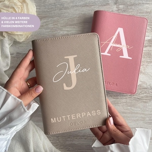 DELOA ® moederpaspoorthoes, moeder-kind paspoort met vakje voor vaccinatiebewijs in Saffiano kunstleer