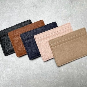 Porta carte, porta carte in 100% vera pelle nei colori nero, beige, marrone, blu navy, rosa antico
