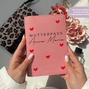 DELOA ® moederpaspoorthoes, moeder-kind paspoort met vakje voor vaccinatiebewijs in Saffiano kunstleer