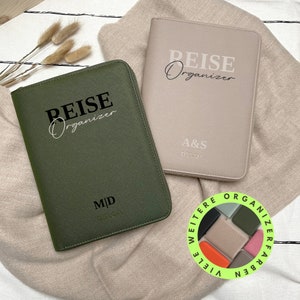 DELOA ® Gepersonaliseerde reisorganizer en U-book 3-in-1 organizer | Gezinsorganisator | Paspoortdocumentenhouder in Saffiano-imitatieleer