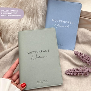 DELOA ® Mutterpasshülle, Mutter-Kind-Pass mit Fach für Impfpass in Saffiano Kunstleder