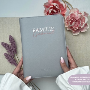 DELOA ® Organizador personalizado 3 en 1, U-book y documentos de viaje, funda para pase de maternidad - bolso para documentos en piel sintética Saffiano