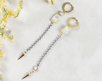 Moonstone Chain Spike Earrings (EPJ-ES19CHB15)
