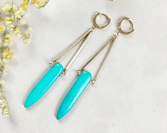 Turquoise Spike Statement Chandelier Earrings (EPJ-ES19CGA10)
