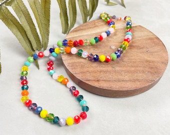 Rainbow Mix Hand Knotted Beaded Necklace (DEJ-BBCB13-1)