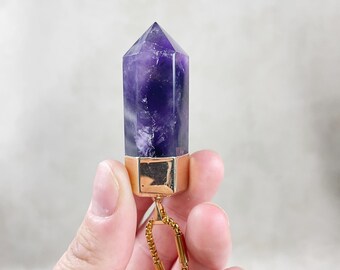 Nola/// Gouden Amethist Verklaring Ketting (DEJ-MAE17-4)