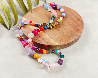 Crystal Confetti Hand Knotted Beaded Necklace (DEJ-BBCA10-73)