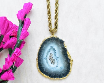 Vulcan/// Jumbo Amethyst Stalactite Rope Chain Necklace, Gold Gemstone Statement Layering Necklace (DEJ-DCAA10-1)