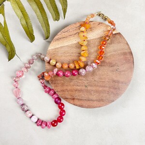 Harvest/// Ombre Gemstone Crystal Confetti Hand Knotted Beaded Necklace (DEJ-BBCB10-4)