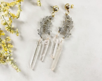 Clear Quartz Statement Chandelier Earrings (EPJ-ES19LFS11)