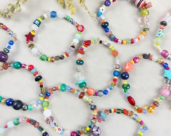 Confetti Bracelet/// Mixed Colorful Gemstone Bead Bracelet (EPJ-MMBA10)