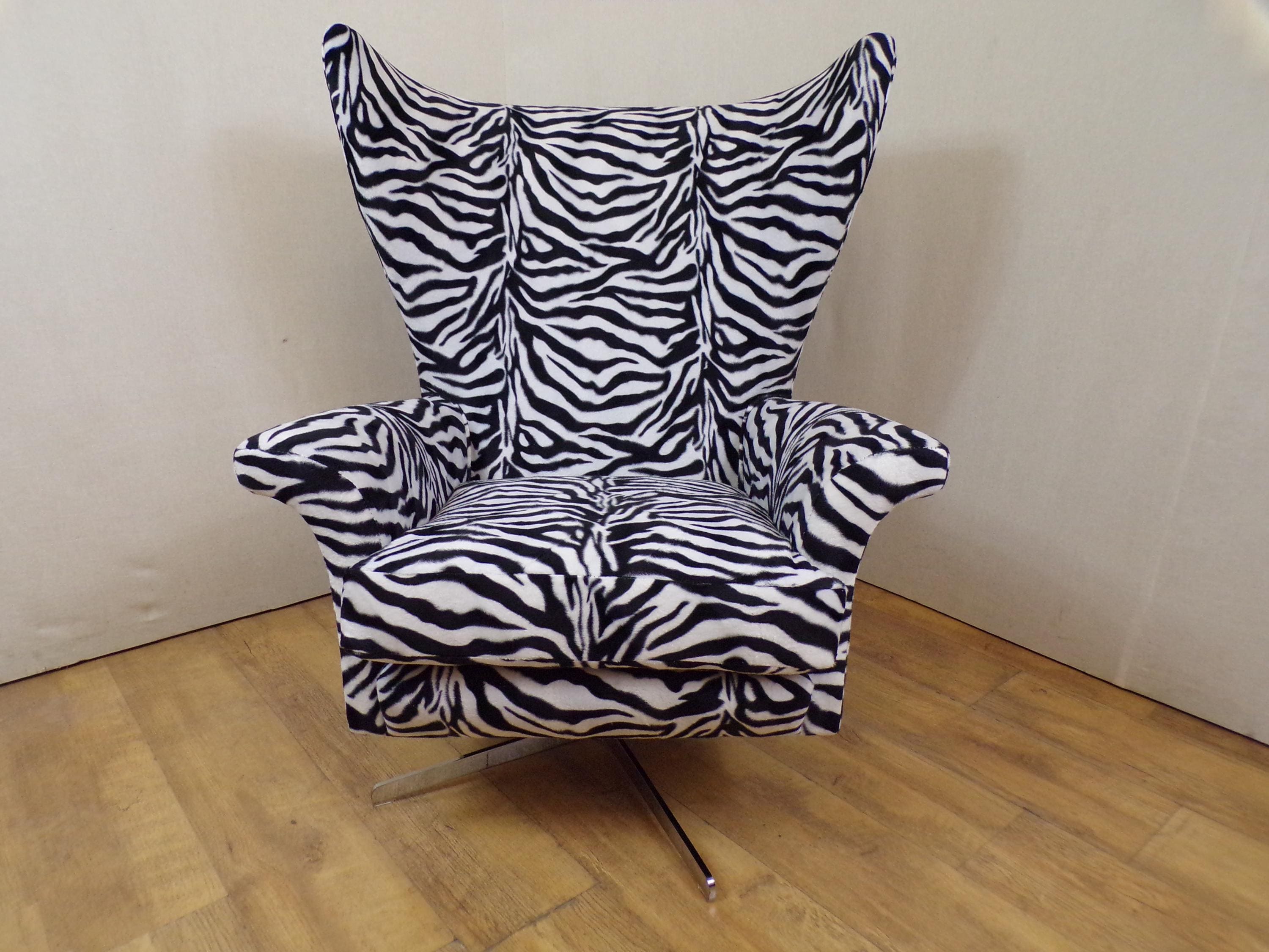 Safari Zebra Print Fabric Swivel Arm Chair Australia